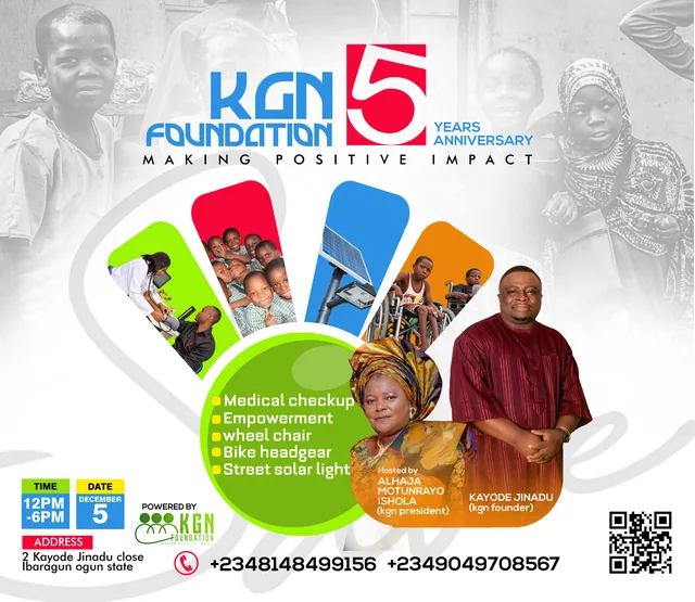 KGN Foundation 5 years anniversary banner, Making positive impact