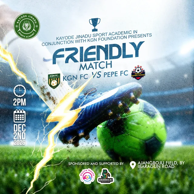 Friendly match banner: KGN FC vs PEPE FC